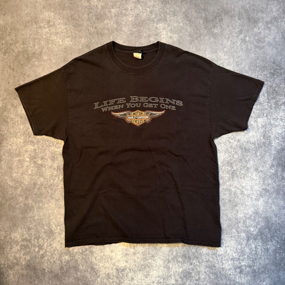 Harley Davidson‎ Life Begins T Shirt Indy West Plainfield IN Mens XL Black